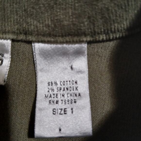 Chico's 1(US 8/10) Olive Green Stretch Corduroy Button-Up Jacket Cotton/Spandex - Picture 4 of 16